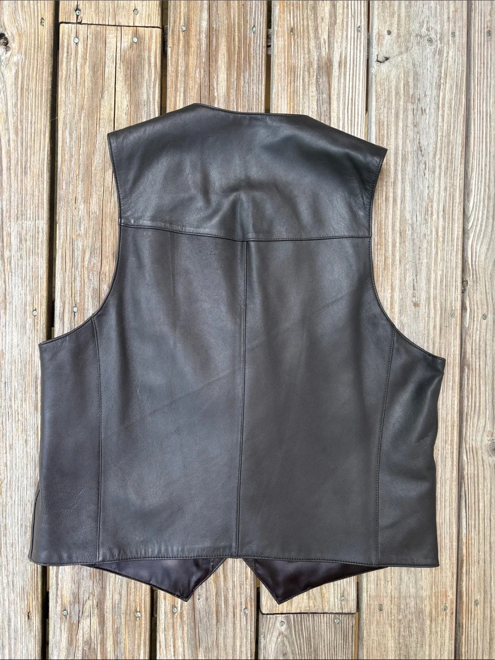 EXCELLED MEN'S COLLECTION | Black Leather Biker Western Vest‎ | Size L